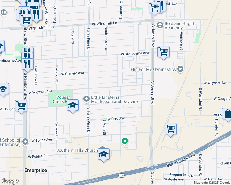map of restaurants, bars, coffee shops, grocery stores, and more near 6333 West Silver Ribbon Court in Las Vegas