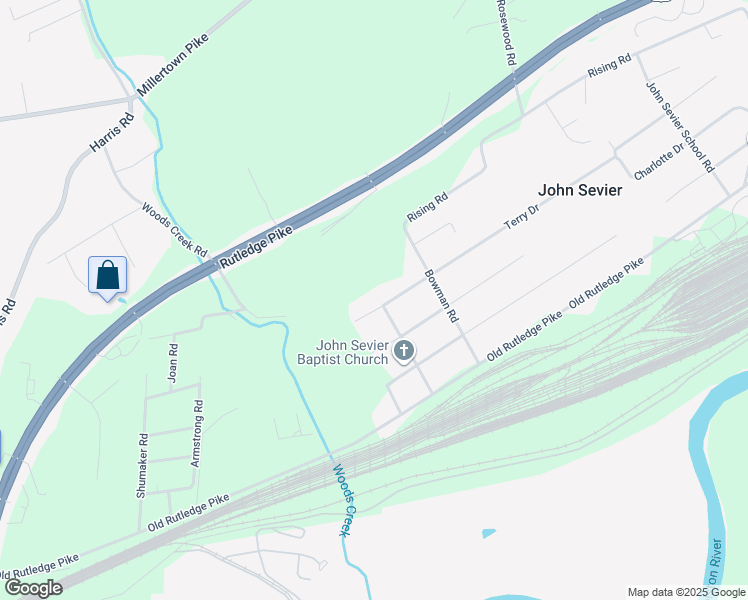 map of restaurants, bars, coffee shops, grocery stores, and more near 6801 Terry Drive in Knoxville