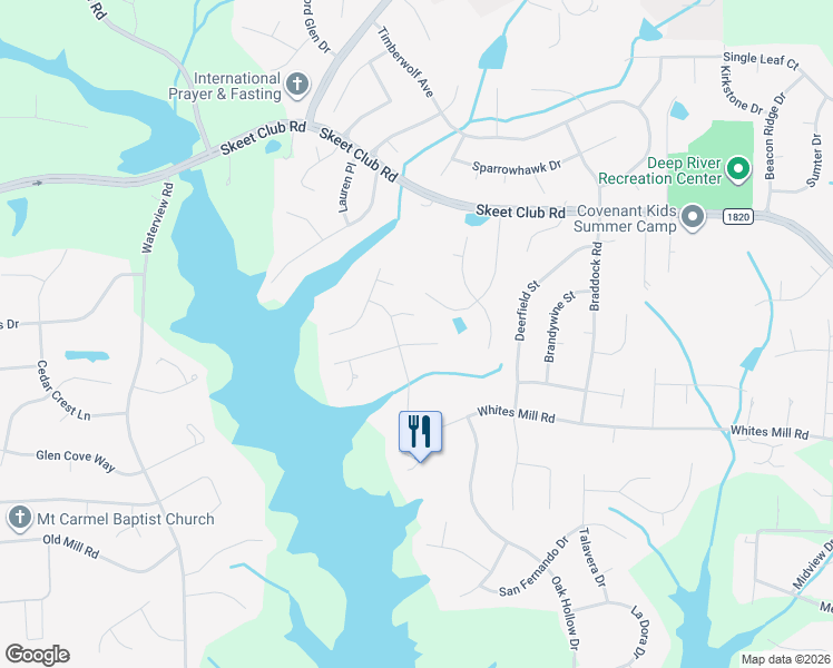 map of restaurants, bars, coffee shops, grocery stores, and more near 3102 Robinwood Court in High Point