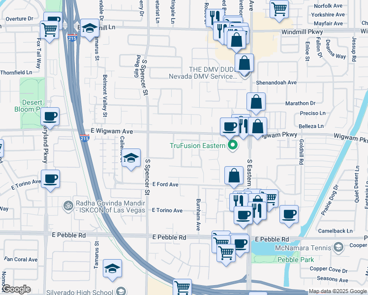 map of restaurants, bars, coffee shops, grocery stores, and more near 8554 Blackhawk Ranch Street in Las Vegas
