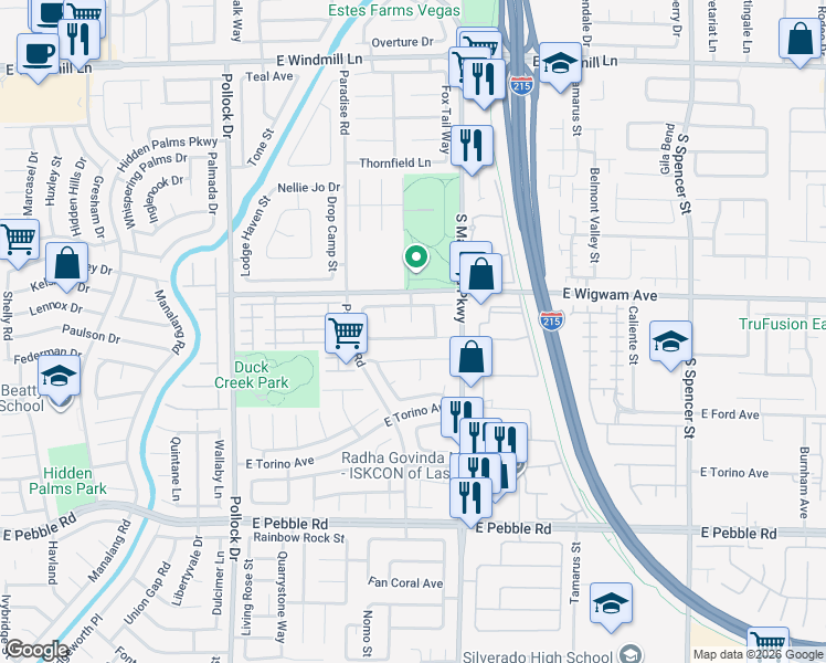 map of restaurants, bars, coffee shops, grocery stores, and more near 8551 Red Diamond Street in Las Vegas