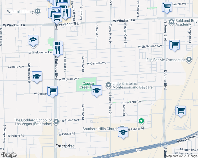 map of restaurants, bars, coffee shops, grocery stores, and more near 6584 Mountain Spirit Court in Las Vegas