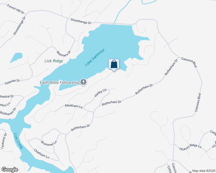 map of restaurants, bars, coffee shops, grocery stores, and more near 54 Chelteham Lane in Crossville