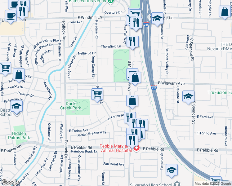 map of restaurants, bars, coffee shops, grocery stores, and more near 8551 Red Diamond Street in Las Vegas
