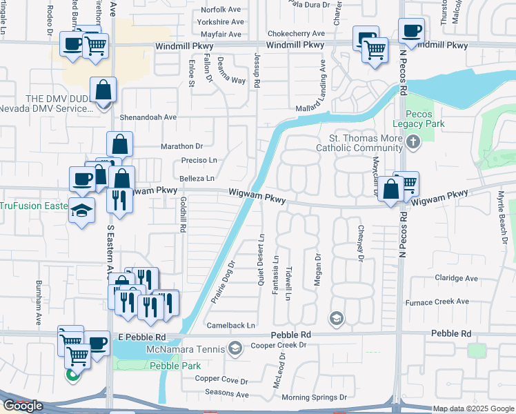 map of restaurants, bars, coffee shops, grocery stores, and more near 2802 Tortoise Court in Henderson