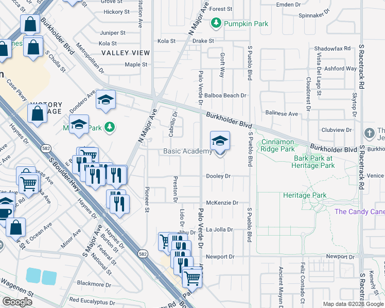 map of restaurants, bars, coffee shops, grocery stores, and more near 394 Lombardy Circle in Henderson