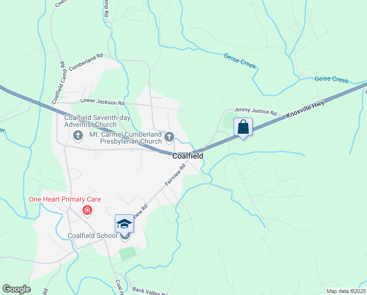 map of restaurants, bars, coffee shops, grocery stores, and more near in Coalfield