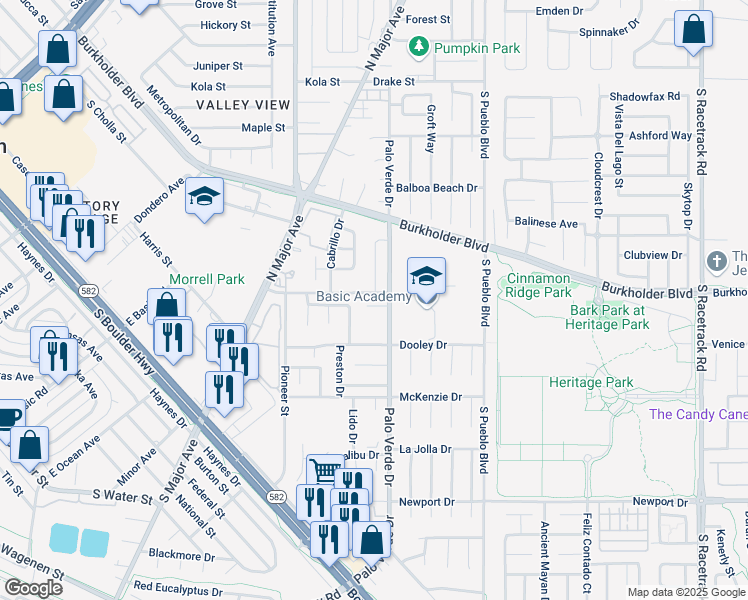 map of restaurants, bars, coffee shops, grocery stores, and more near 394 Lombardy Circle in Henderson