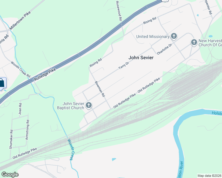 map of restaurants, bars, coffee shops, grocery stores, and more near 6908 Charlotte Drive in Knoxville
