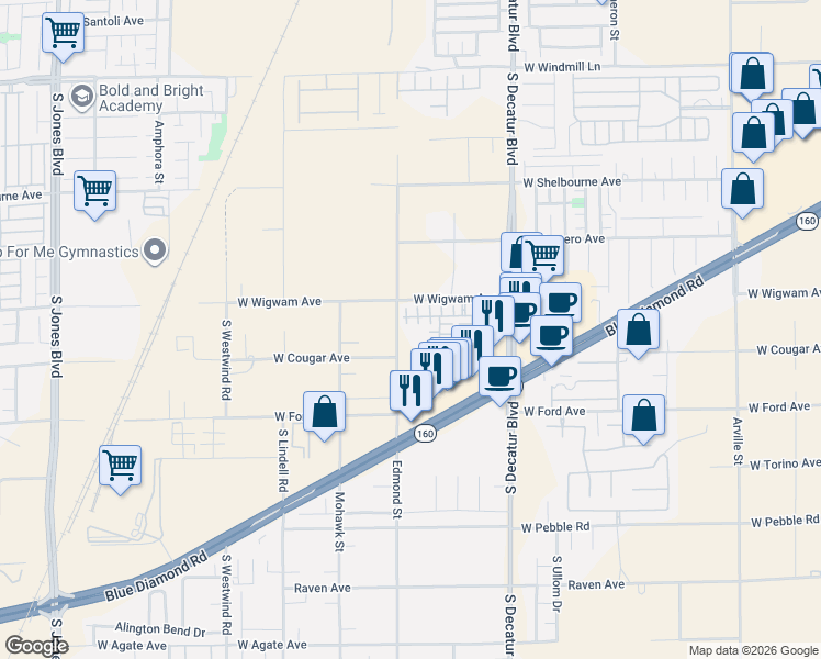 map of restaurants, bars, coffee shops, grocery stores, and more near in Enterprise