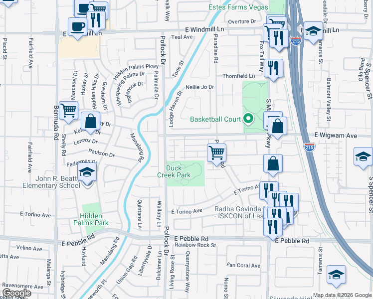 map of restaurants, bars, coffee shops, grocery stores, and more near 894 Veranda View Avenue in Las Vegas