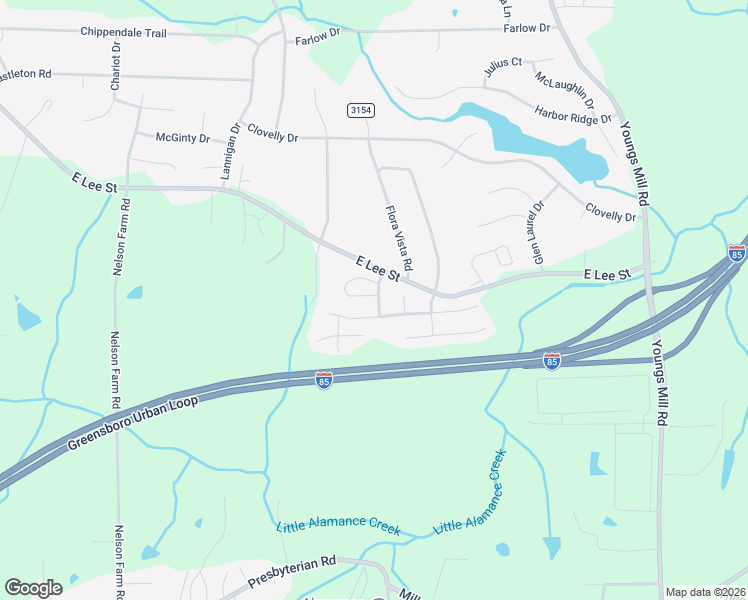 map of restaurants, bars, coffee shops, grocery stores, and more near 2 Leesford Trail in Greensboro
