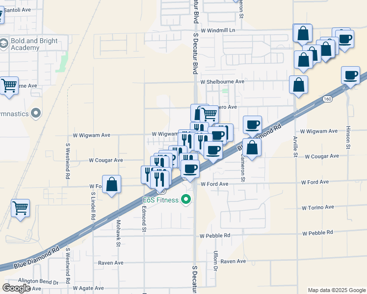 map of restaurants, bars, coffee shops, grocery stores, and more near 8535 Amber Star Street in Las Vegas