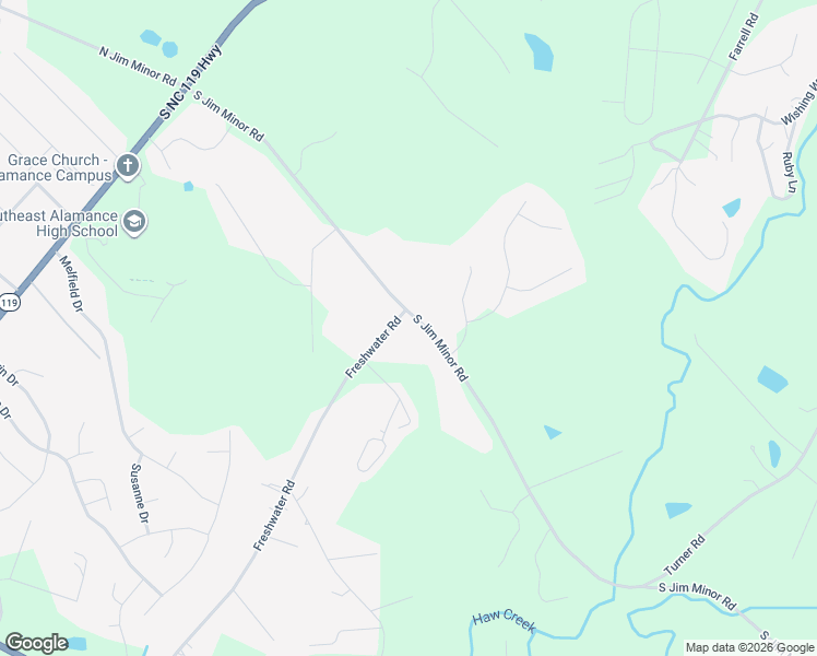 map of restaurants, bars, coffee shops, grocery stores, and more near 2515 South Jim Minor Road in Mebane