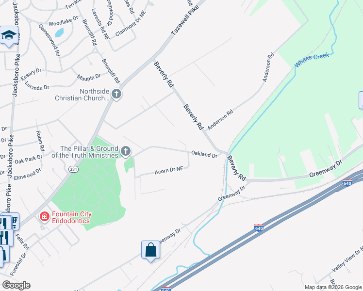 map of restaurants, bars, coffee shops, grocery stores, and more near 4907 Oakbrook Court in Knoxville