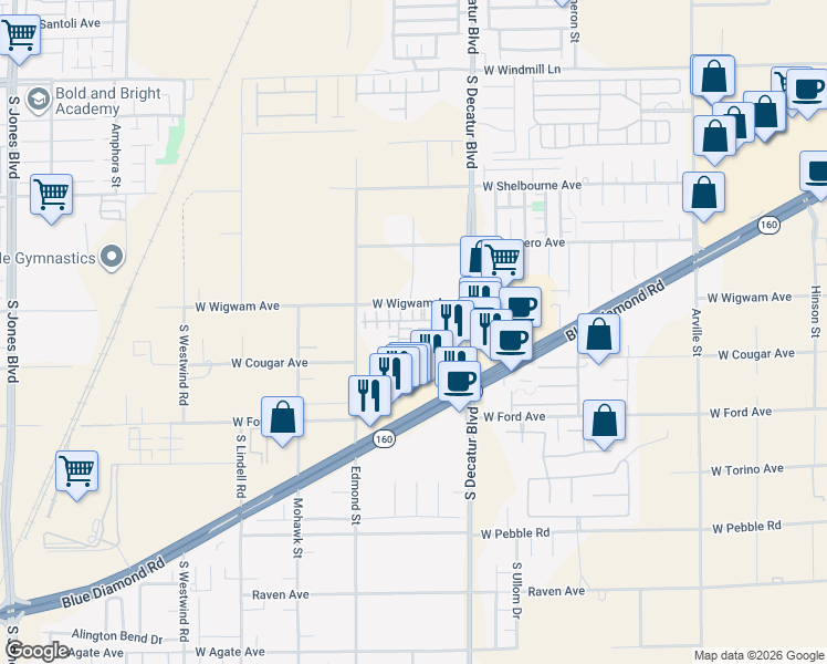 map of restaurants, bars, coffee shops, grocery stores, and more near 8514 Nature Scene Drive in Las Vegas