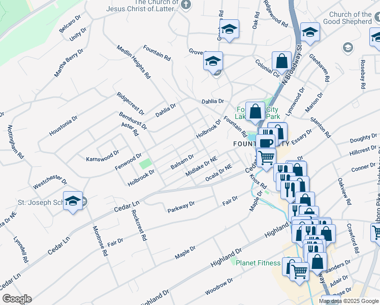 map of restaurants, bars, coffee shops, grocery stores, and more near 2516 Holbrook Drive in Knoxville