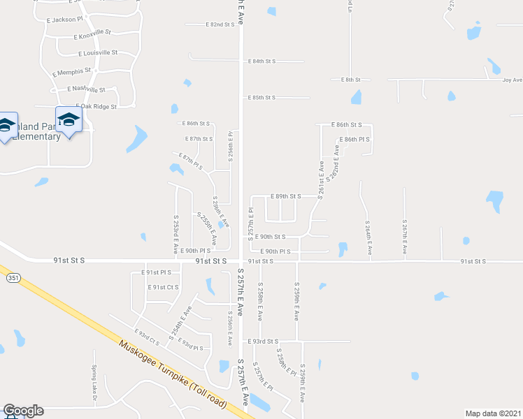 map of restaurants, bars, coffee shops, grocery stores, and more near 8942 South 258th East Avenue in Broken Arrow