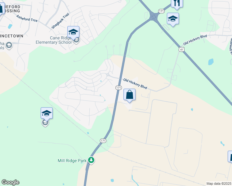 map of restaurants, bars, coffee shops, grocery stores, and more near 12722 Old Hickory Boulevard in Nashville
