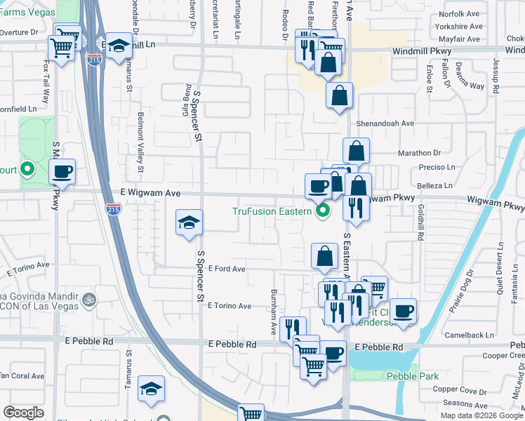 map of restaurants, bars, coffee shops, grocery stores, and more near 2061 ZICKER Ave in Las Vegas