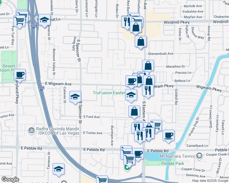 map of restaurants, bars, coffee shops, grocery stores, and more near 2144 Zicker Avenue in Las Vegas