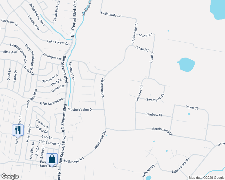 map of restaurants, bars, coffee shops, grocery stores, and more near 274 Hollandale Road in La Vergne