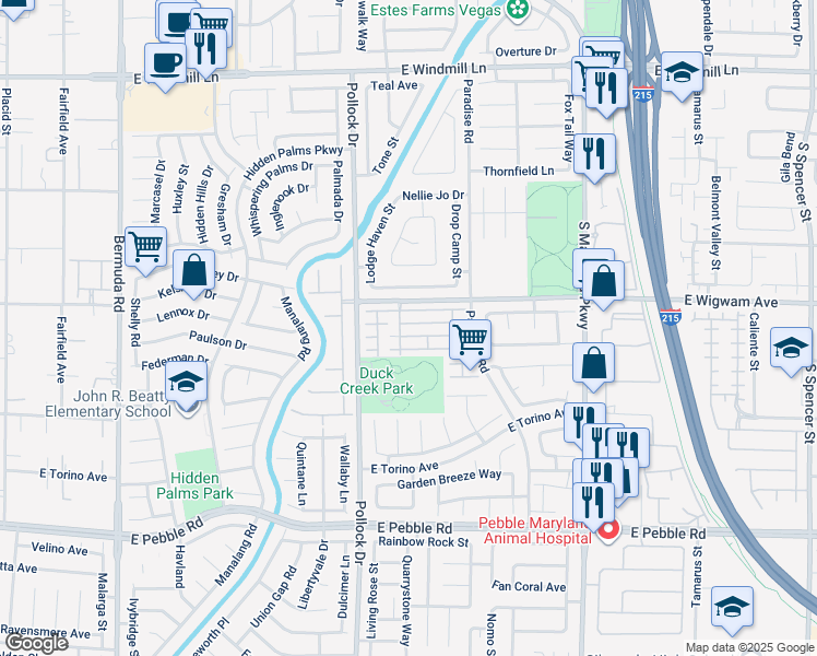 map of restaurants, bars, coffee shops, grocery stores, and more near 885 Veranda View Avenue in Las Vegas