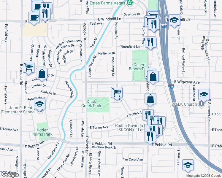 map of restaurants, bars, coffee shops, grocery stores, and more near 965 Veranda View Avenue in Las Vegas