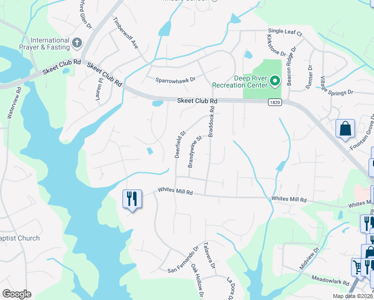 map of restaurants, bars, coffee shops, grocery stores, and more near 3925 Brandywine Street in High Point