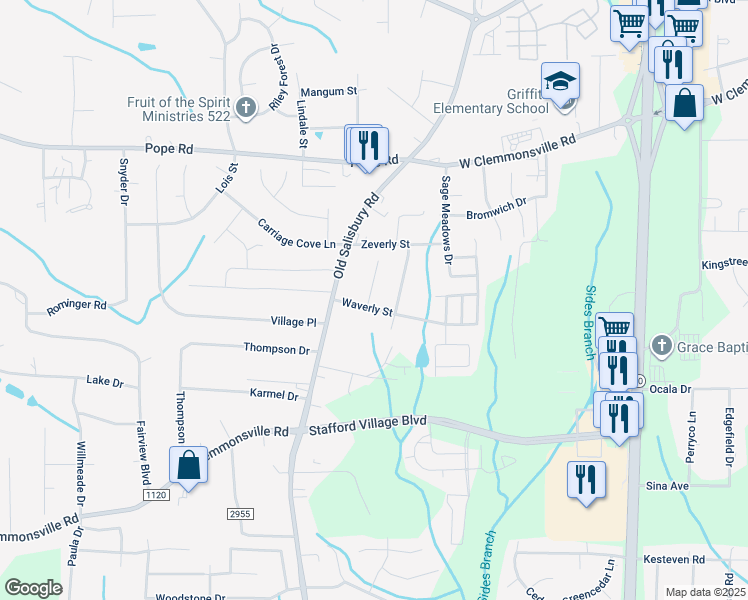map of restaurants, bars, coffee shops, grocery stores, and more near 2346 Almond Street in Winston-Salem