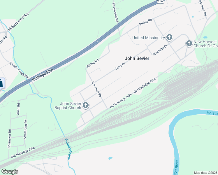 map of restaurants, bars, coffee shops, grocery stores, and more near 6908 Charlotte Drive in Knoxville