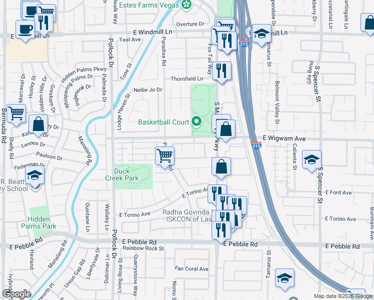 map of restaurants, bars, coffee shops, grocery stores, and more near 8551 Red Diamond Street in Las Vegas