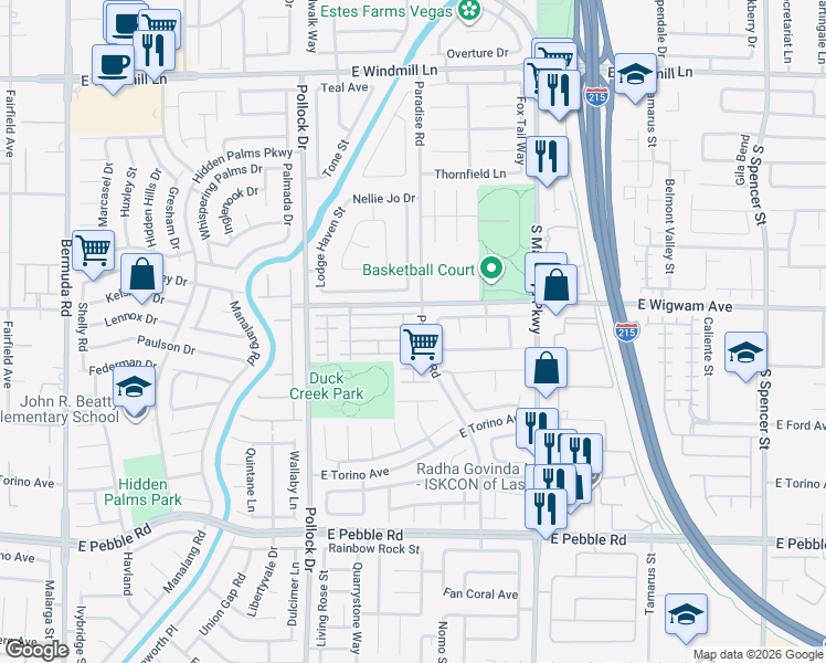 map of restaurants, bars, coffee shops, grocery stores, and more near 965 Veranda View Avenue in Las Vegas