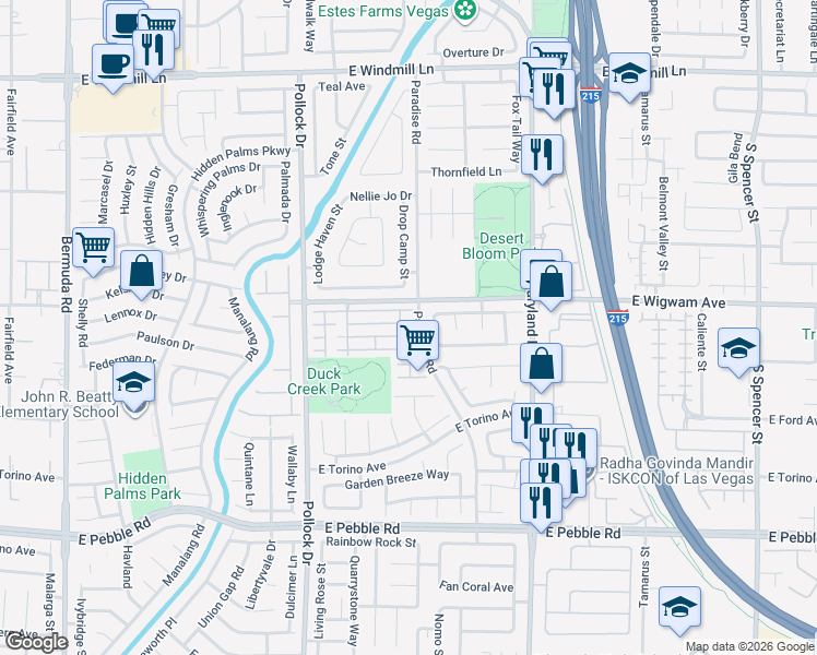 map of restaurants, bars, coffee shops, grocery stores, and more near 965 Veranda View Avenue in Las Vegas