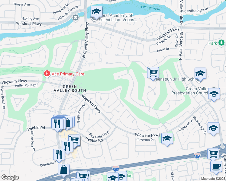 map of restaurants, bars, coffee shops, grocery stores, and more near 2159 Eaglepath Cir in Henderson