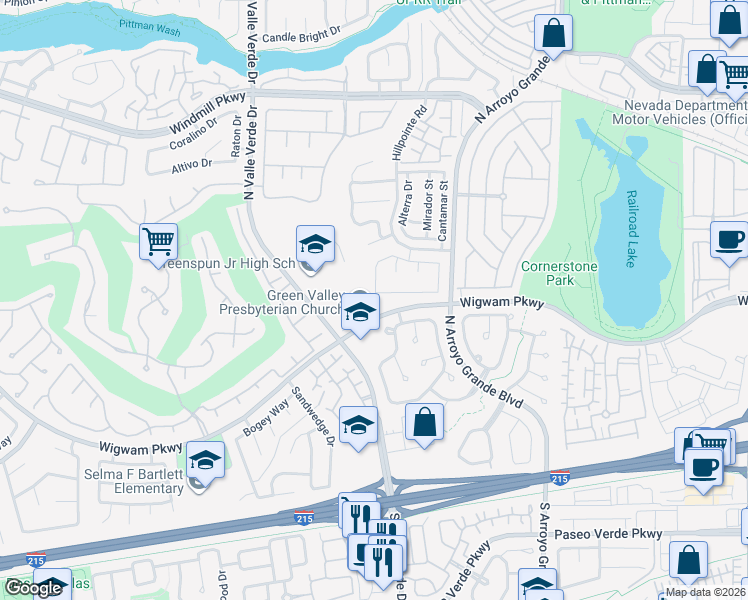 map of restaurants, bars, coffee shops, grocery stores, and more near 1741 Talon Avenue in Henderson