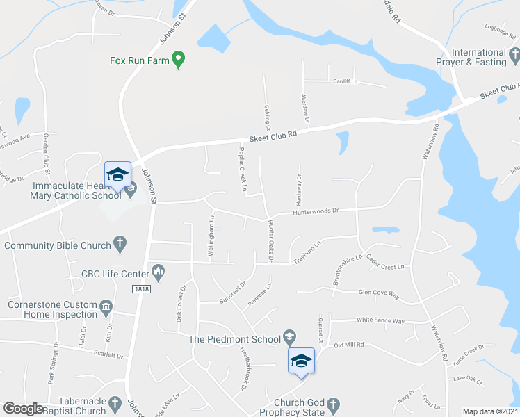 map of restaurants, bars, coffee shops, grocery stores, and more near 4401 Hunter Oaks Court in High Point