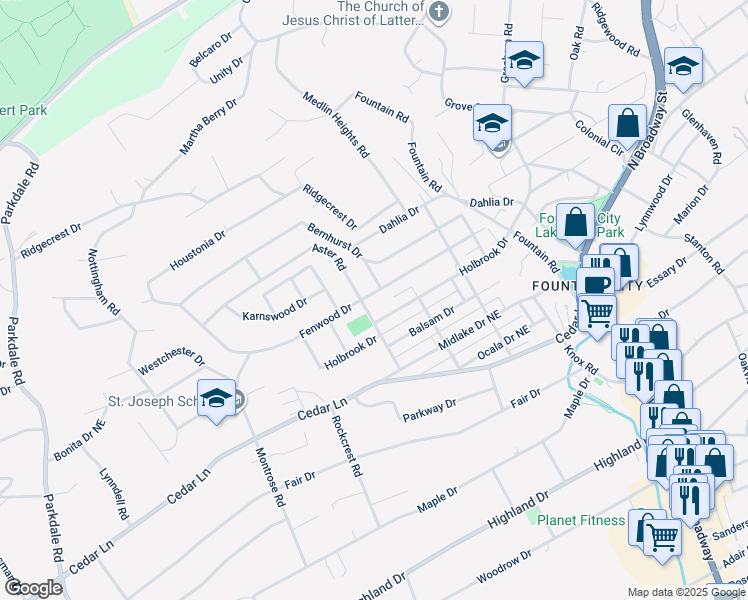 map of restaurants, bars, coffee shops, grocery stores, and more near 2310 Fenwood Drive in Knoxville