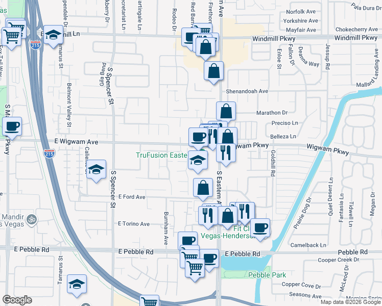 map of restaurants, bars, coffee shops, grocery stores, and more near 8526 Treasure Trove Street in Las Vegas