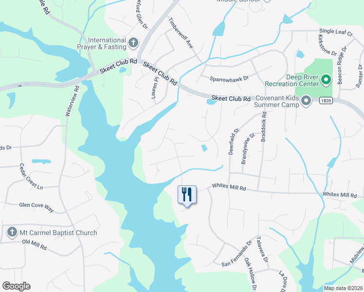 map of restaurants, bars, coffee shops, grocery stores, and more near 3102 Robinwood Court in High Point