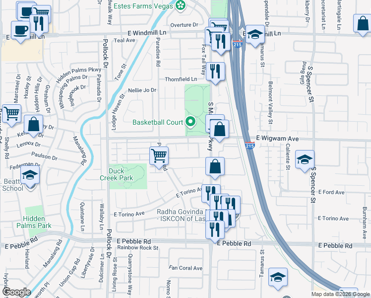 map of restaurants, bars, coffee shops, grocery stores, and more near 8551 Red Diamond Street in Las Vegas