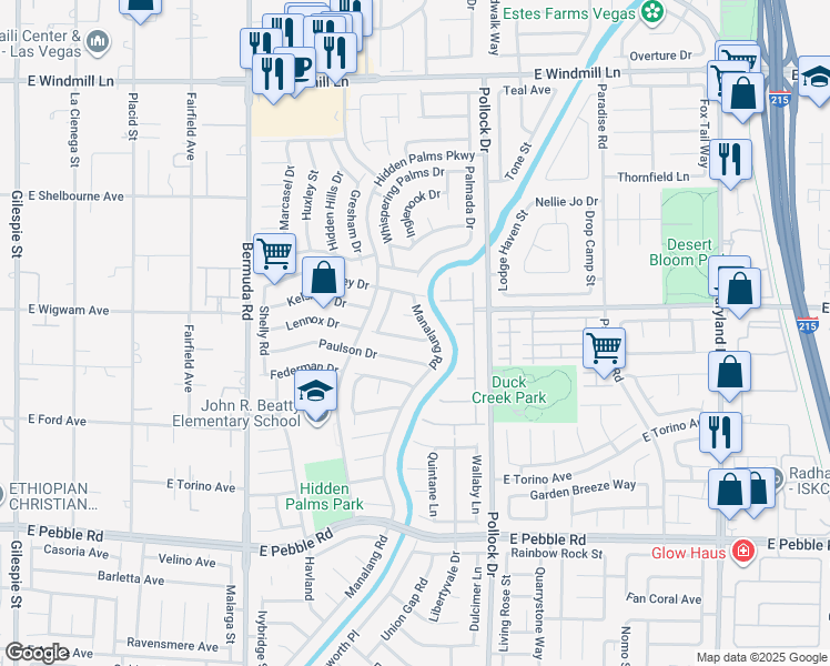 map of restaurants, bars, coffee shops, grocery stores, and more near 670 Freeburg Place in Las Vegas