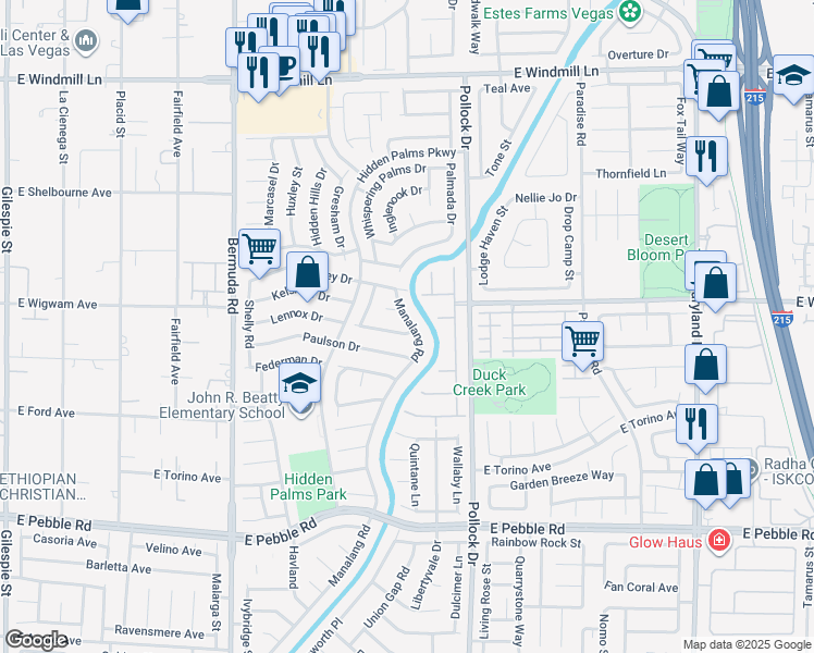 map of restaurants, bars, coffee shops, grocery stores, and more near 670 Freeburg Place in Las Vegas