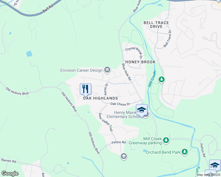 map of restaurants, bars, coffee shops, grocery stores, and more near 504 Bayridge Court in Nashville