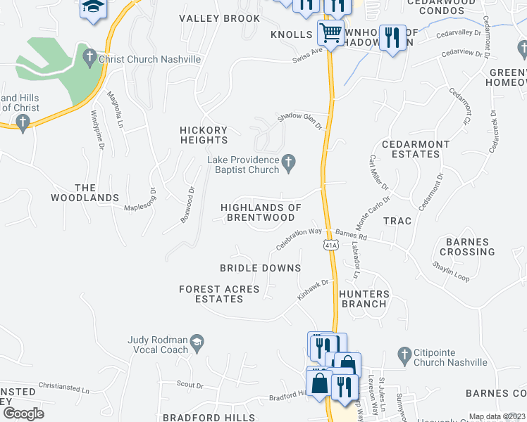 map of restaurants, bars, coffee shops, grocery stores, and more near 213 Payson Court in Nashville