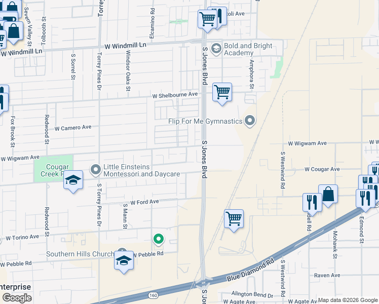map of restaurants, bars, coffee shops, grocery stores, and more near 8520 Caddy Corner Street in Las Vegas