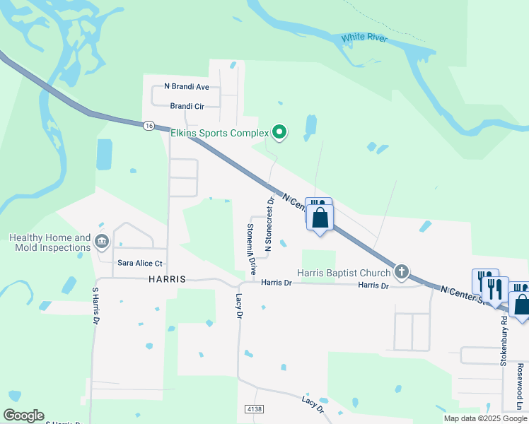 map of restaurants, bars, coffee shops, grocery stores, and more near 1978 Riverstone Drive in Fayetteville