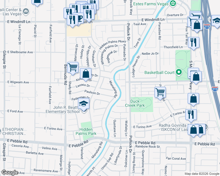 map of restaurants, bars, coffee shops, grocery stores, and more near 670 Freeburg Place in Las Vegas
