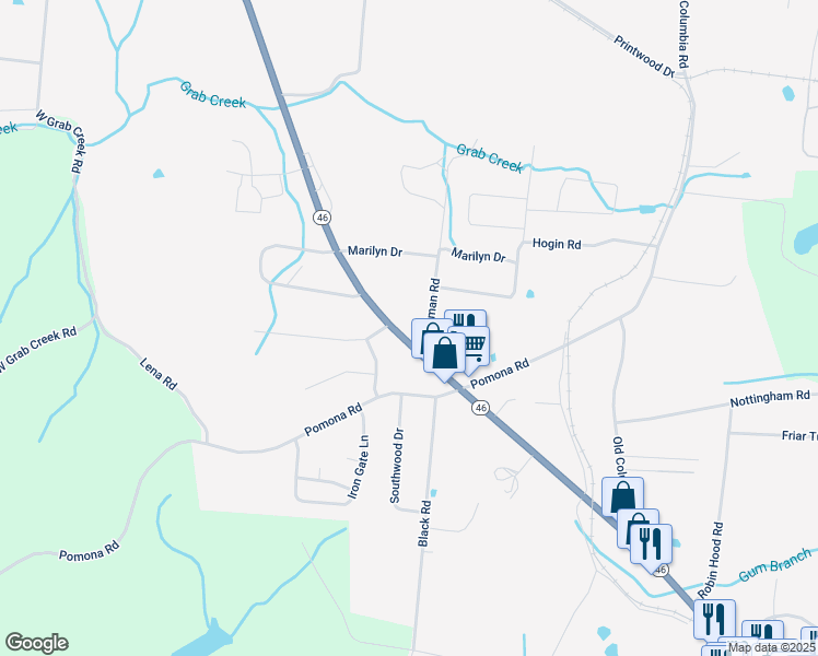 map of restaurants, bars, coffee shops, grocery stores, and more near 1723 Highway 46 in Dickson