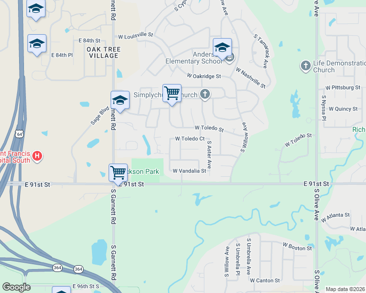 map of restaurants, bars, coffee shops, grocery stores, and more near 1918 South Butternut Avenue in Broken Arrow